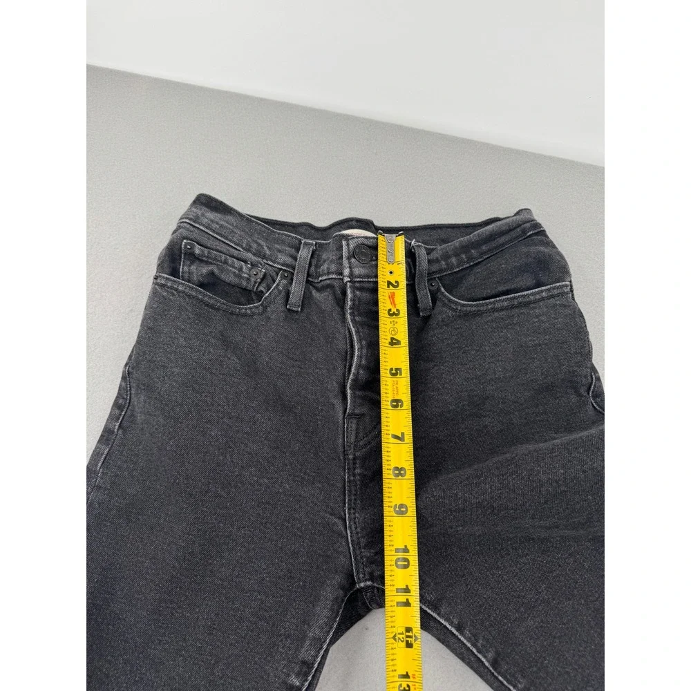 Levis Wedgie Skinny High Rise Black Jeans Raw Hem Button Fly Womens 27 (27x26)